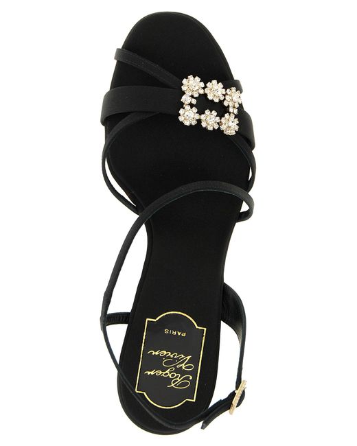 Roger Vivier Black Flower Strass Heels