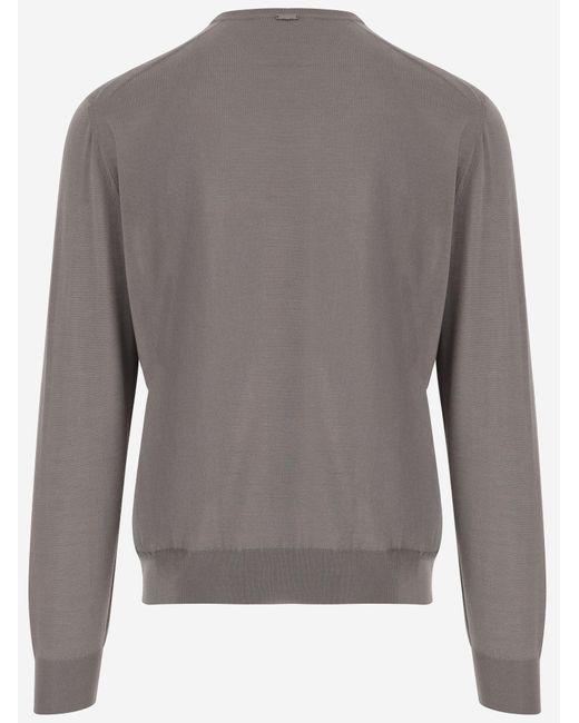 Herno Gray Wool And Silk Knit Sweater Virgin for men