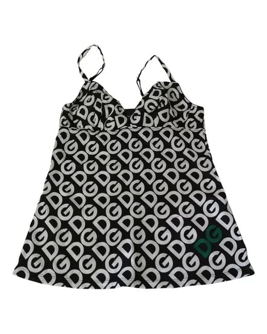 Dolce & Gabbana Black Dg Mania Print Sleeveless Swimwear Clothing