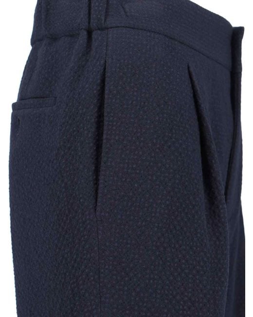 Giorgio Armani Blue Textured Virgin Wool Trousers With Straight Leg for men
