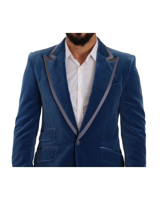 Dolce & Gabbana Blue Elegant Velvet Slim Fit Suit for men