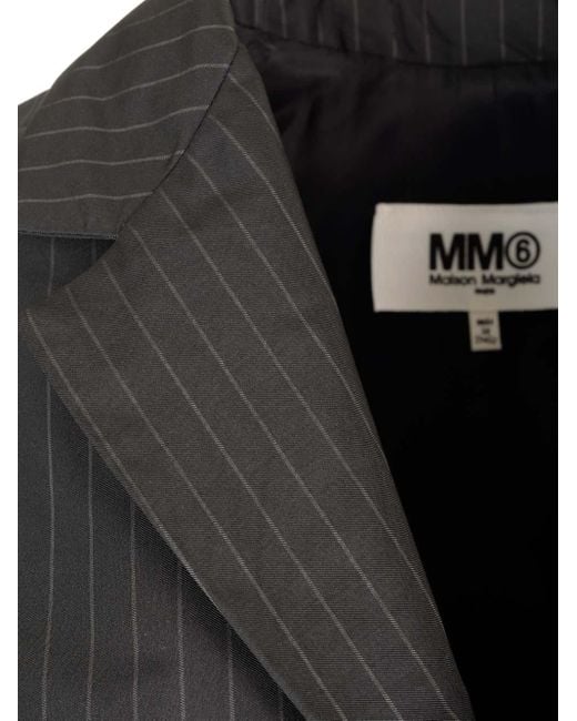 MM6 by Maison Martin Margiela Black Short Jacket With Pinstripe Motif