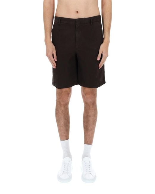 Zegna Black Shorts Cotton-Linen for men