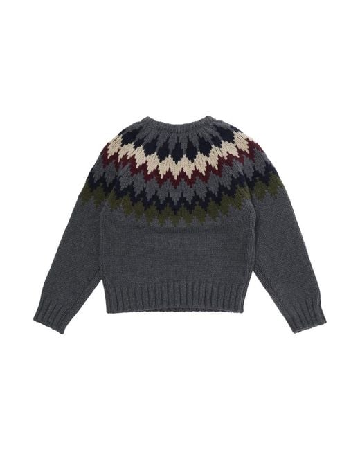 DSquared² Black Crewneck Sweater With Geometric Embroidery Wool Tops for men