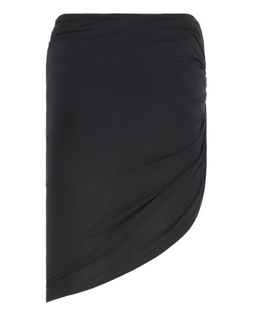 Jacquemus Black Asymmetric Draped Skirt Viscose