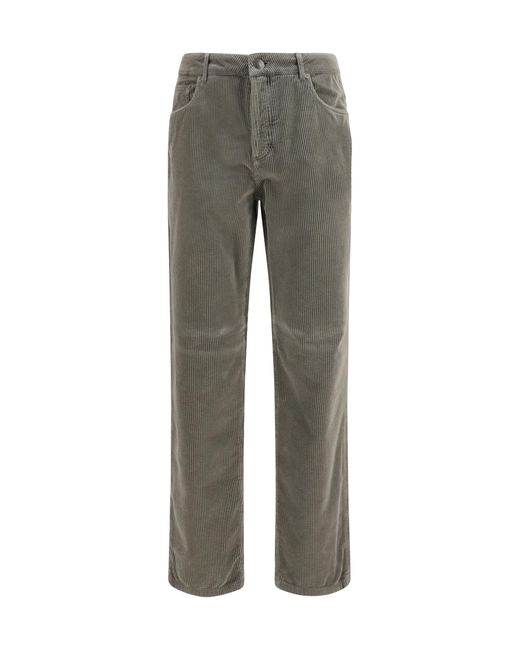 Brunello Cucinelli Gray Corduroy Pants Cotton; Elastane for men
