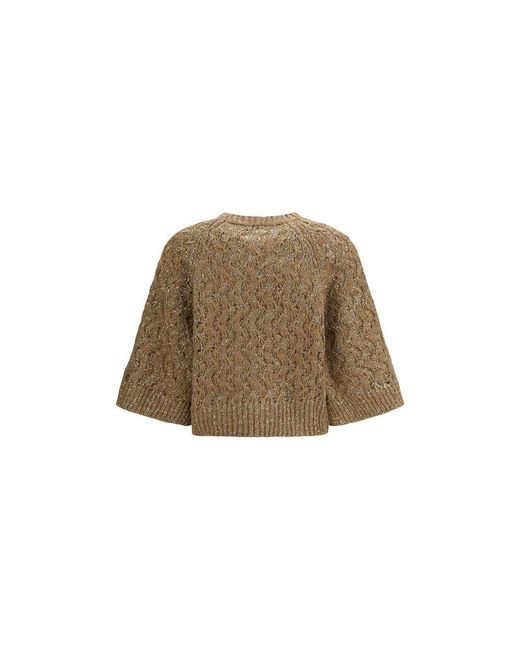 Brunello Cucinelli Brown Beige Silk Sweatshirt