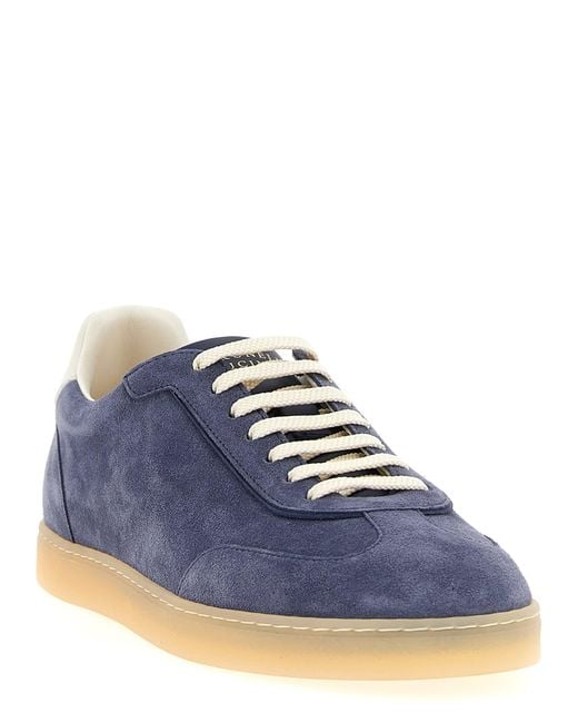 Brunello Cucinelli Blue Washed Suede Sneakers for men