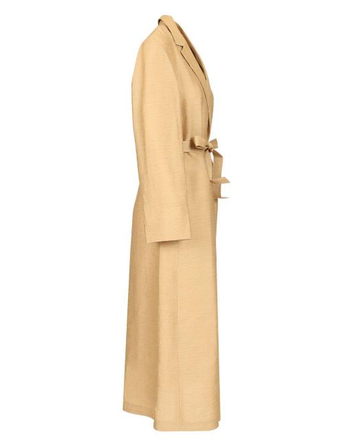 Max Mara Natural Linen And Silk Canvas Overcoat