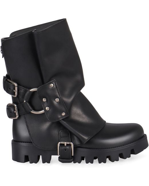 Dolce & Gabbana Black Rubber And Leather Boots