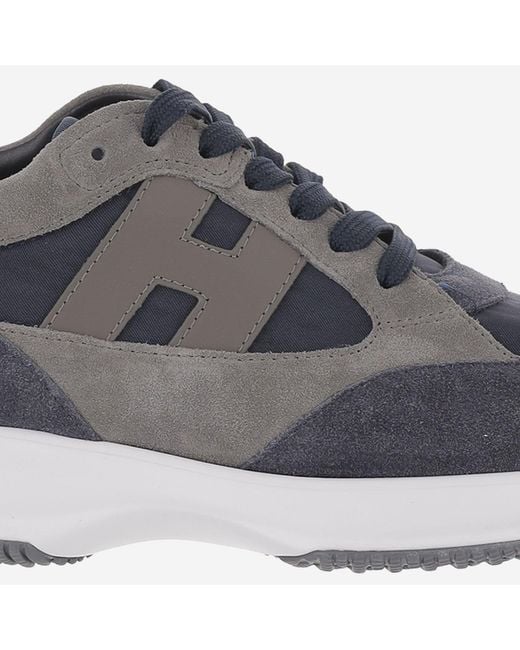 Hogan Gray Sneakers Interactive Suede-Mesh Suede And Mesh Trainers for men