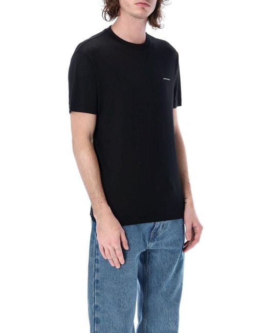Emporio Armani Black T-Shirt With Micro Logo Lettering for men
