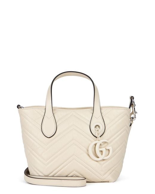 Gucci Natural Handbag Gg Marmont Mini Chevron Calf Skin Handbags