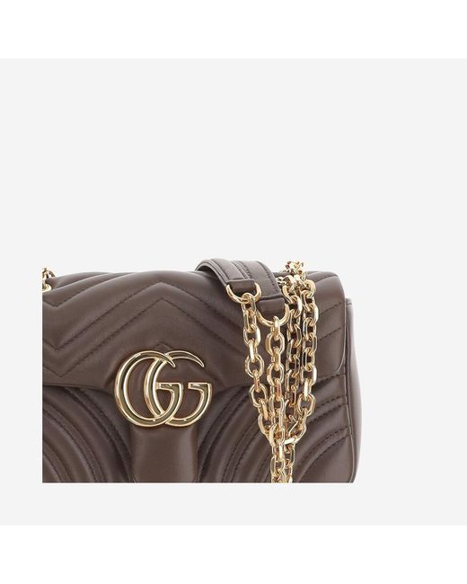 Gucci Brown Shoulder Bag Lamb Leather