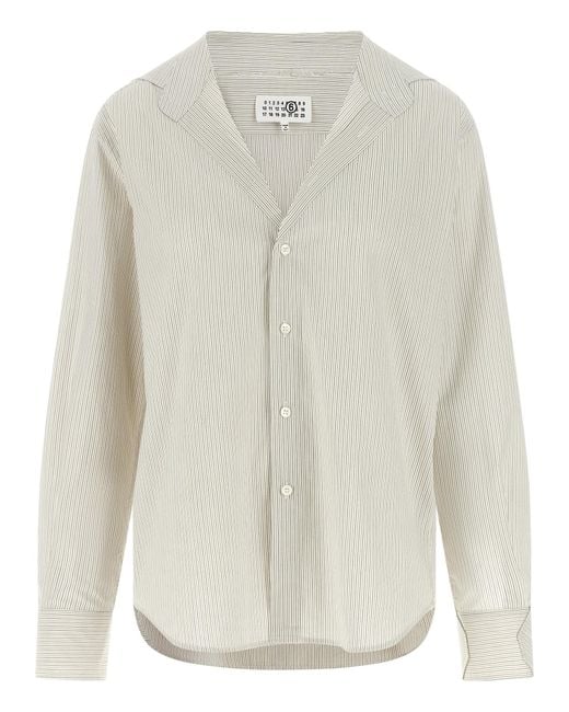 MM6 by Maison Margiela White Trompe Loeil Collar Shirt Cotton Shirt, Blouse