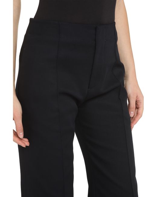 Bottega Veneta Blue High-Rise Cotton Trousers Straight