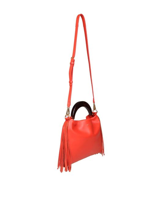 Marni Red Venice Small Bag With Leather Fringes