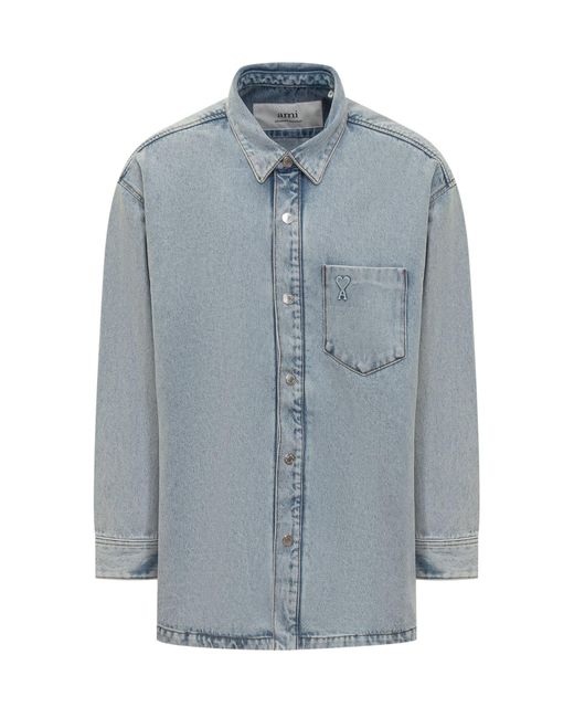 AMI Blue Ami De Coeur Shirt for men