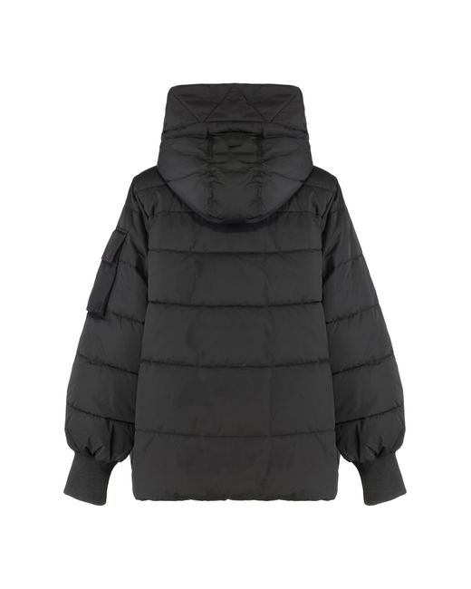 Pinko Black Short Hooded Down Jacket Crusca Polyester Puffer