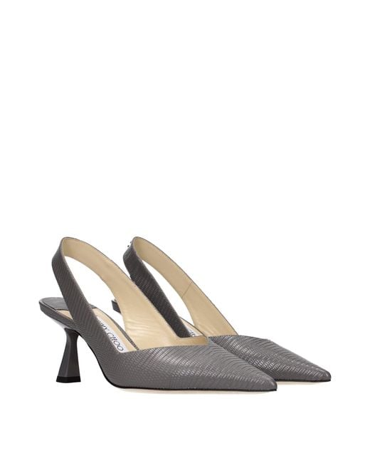 Jimmy Choo Gray Leather High Heel Pumps
