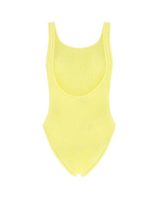 Reina Olga Yellow Ruby Stretch Design Sleeveless Swimsuit
