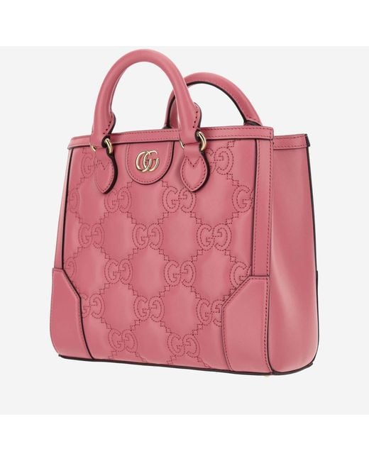 Gucci Red Gg Matelassé Leather Shopping Bag Calfskin Tote