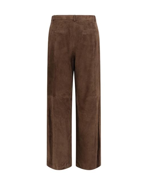 Arma Brown Suede Trousers Leather