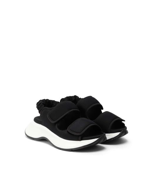 Hogan Black Chunky Touch-Strap Sandals