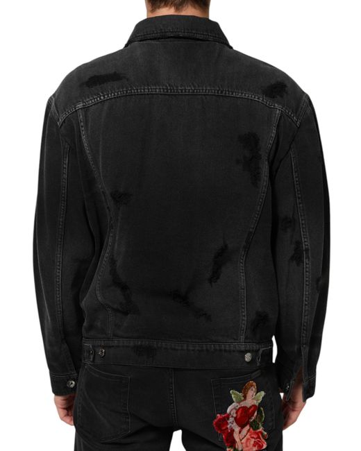 Dolce & Gabbana Black Cotton Stretch Denim Blouson Jacket Co+02 Clothing for men
