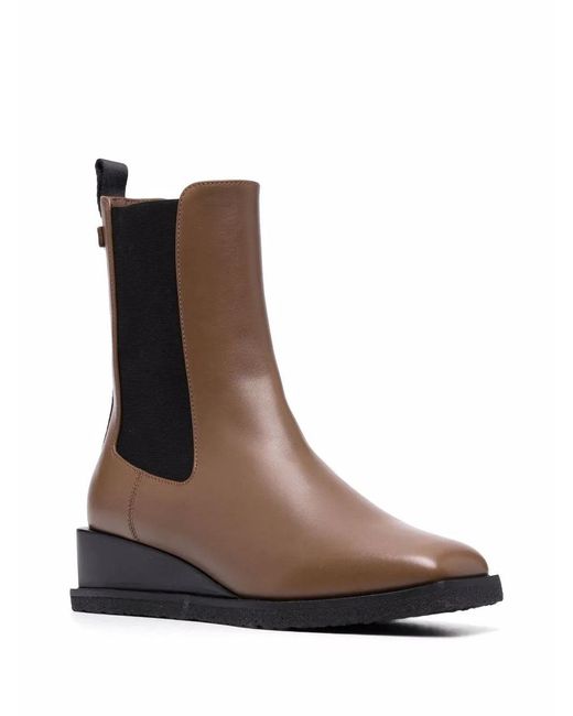 Ferragamo Black Ferragamo Wedged Leather Ankle Boot