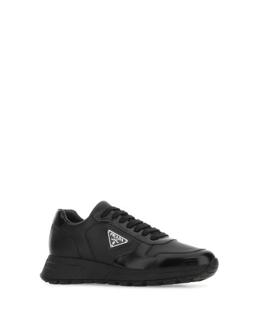 Prada Black Re-nylon And Leather Sneakers For Men 