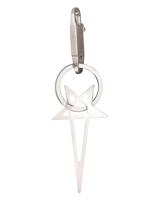 Rick Owens Metallic Logo-engraved Pentagram Lobster Keyring for men