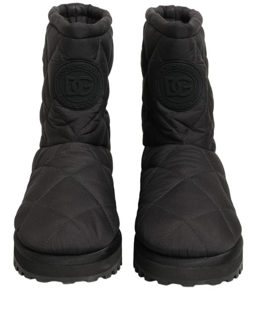 Dolce & Gabbana Black Quilted Effect Mid Calf Boots Shoes Polyester Viscose for men
