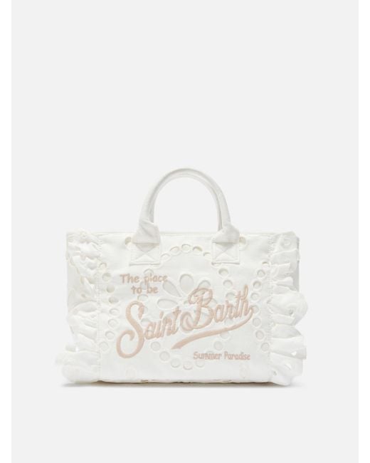 Mc2 Saint Barth White Colette Volant Bag Broderie Anglaise Cotton