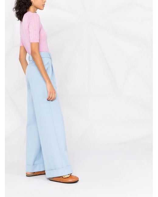 Ferragamo Pink Gancini-Pattern Short-Sleeve Knitted Top