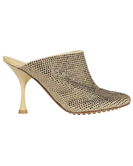 Bottega Veneta Natural Sparkle Dot Sock Mules Ovine Leather
