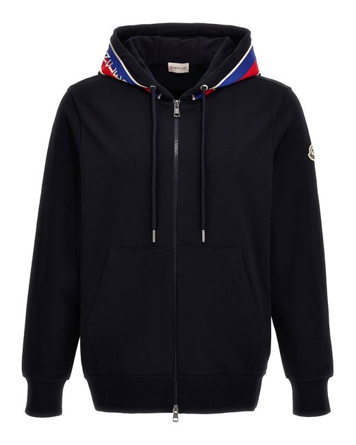 Moncler Blue Contrast Band Hoodie for men