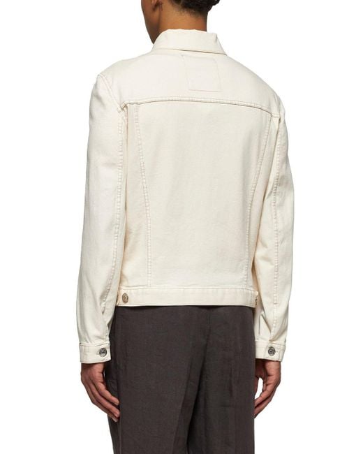 Brunello Cucinelli White Ivory Denim Four Pocket Jacket for men