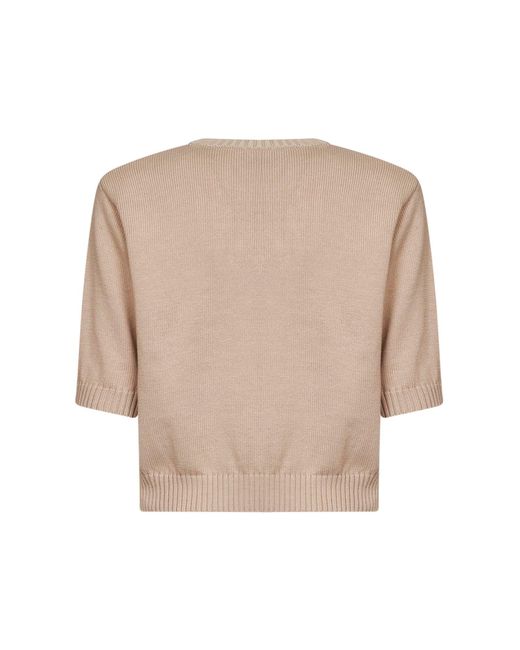 Weekend by Maxmara Natural Embroidered Cotton Knit Top