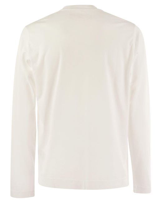 Fedeli White Giza Cotton Crew-Neck T-Shirt for men