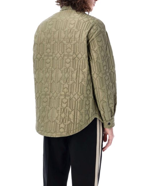 Palm Angels Allover Monogram Quilted Overshirt in Green for Men | Lyst UK