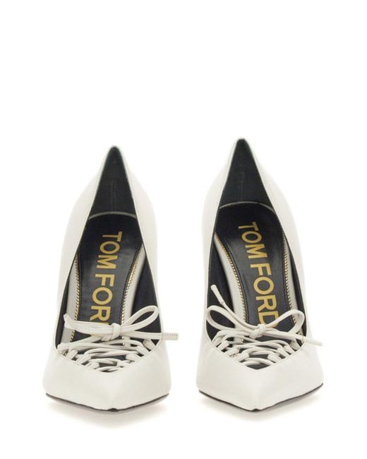 Tom Ford White Lace-up Pointed-toe Pumps