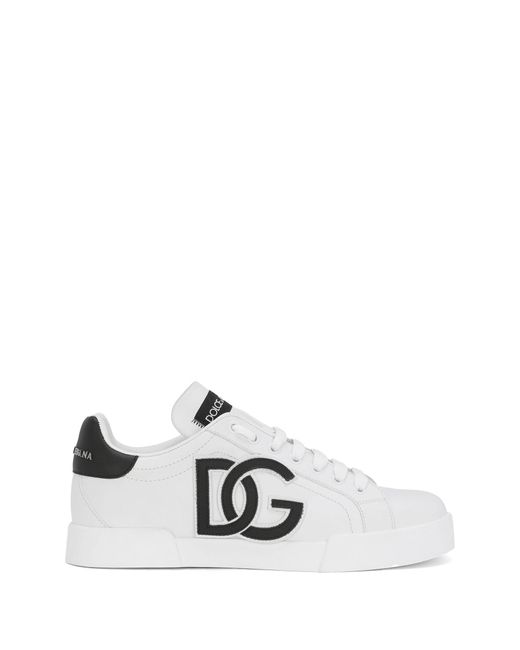 Dolce & Gabbana White Portofino Leather Sneaker With Logo