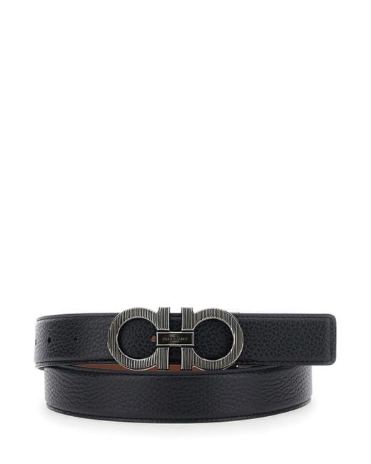 Ferragamo White Reversible Belt With Gancini Buckle for men