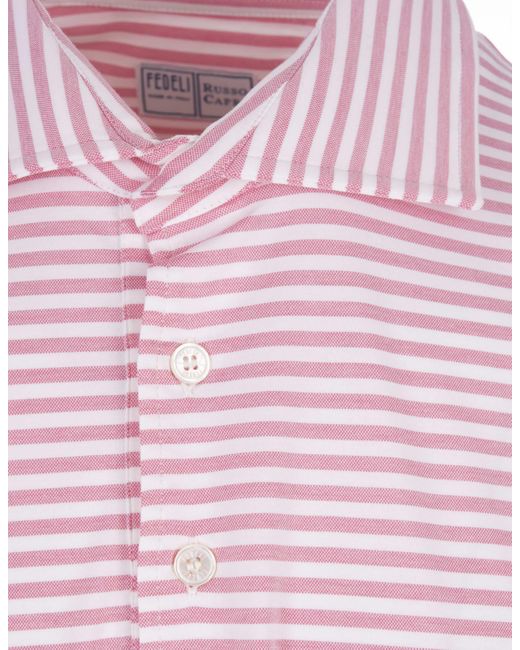 Fedeli Pink And Striped Tecno Jersey Polo Shirt for men