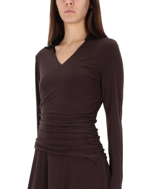 Tory Burch Brown Asymmetrical Midi Dress Viscose