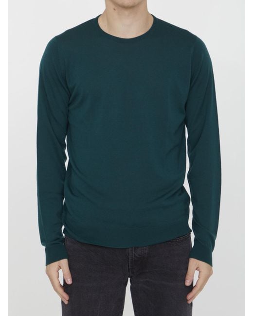 John Smedley Green Merino Jumper for men