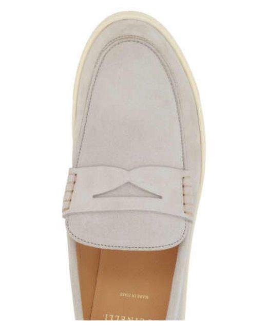 Brunello Cucinelli White Penny-Slot Round-Toe Loafers for men