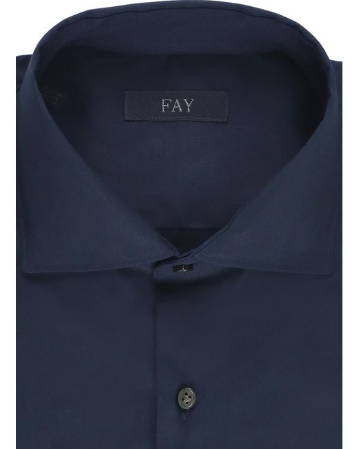 Fay Blue Cotton Long Sleeve Shirt for men