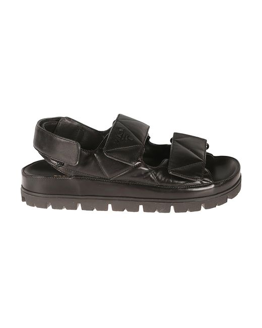 Prada Quilted Strappy Slingback Sandals in Black | Lyst